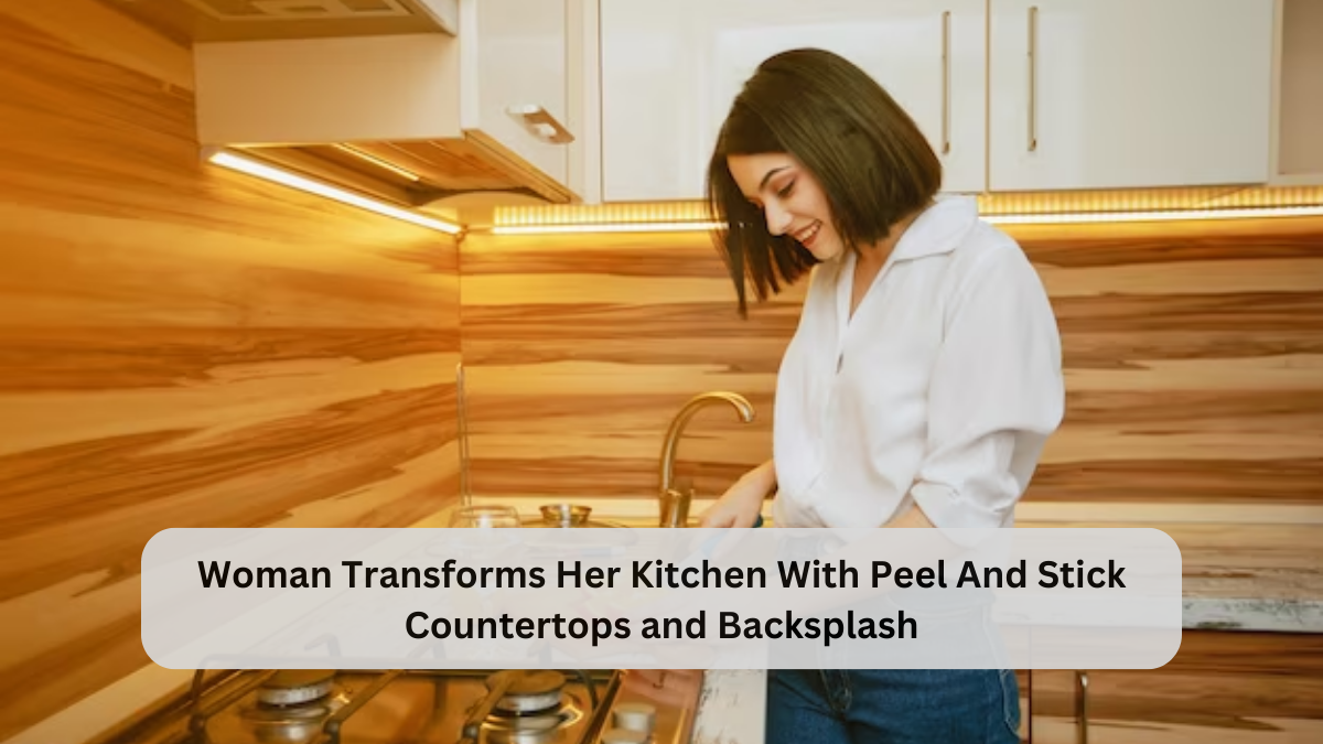 Woman Transforms Her Kitchen With Peel And Stick Countertops and Backsplash