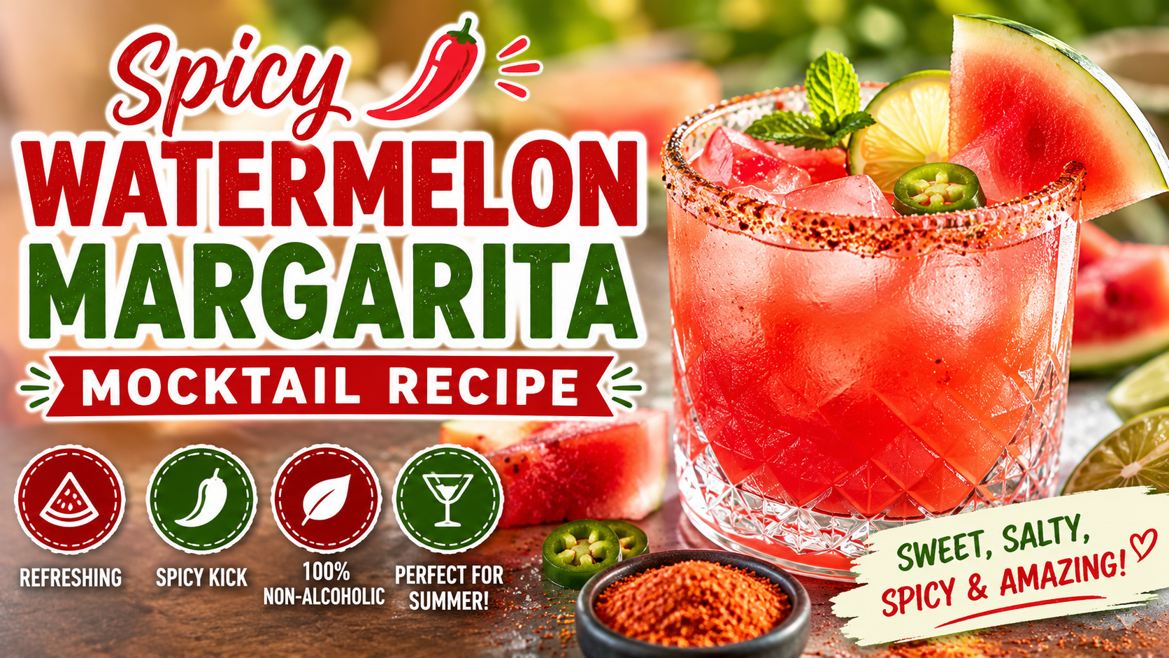 Spicy Watermelon Margarita Mocktail Recipe