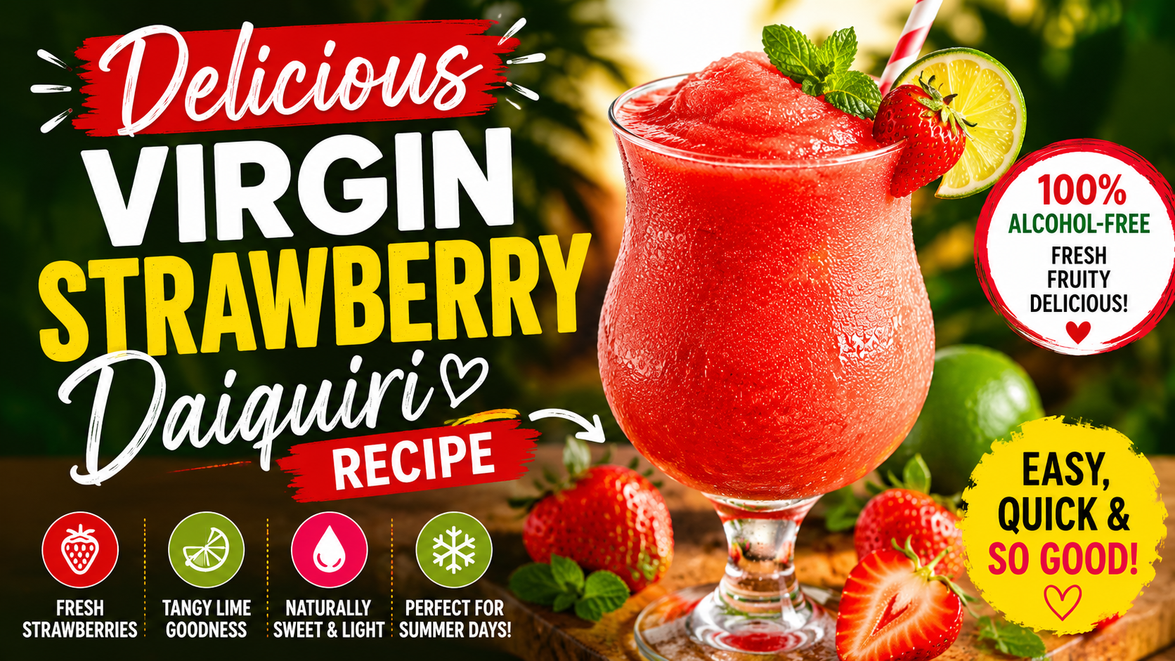 Delicious Virgin Strawberry Daiquiri Recipe