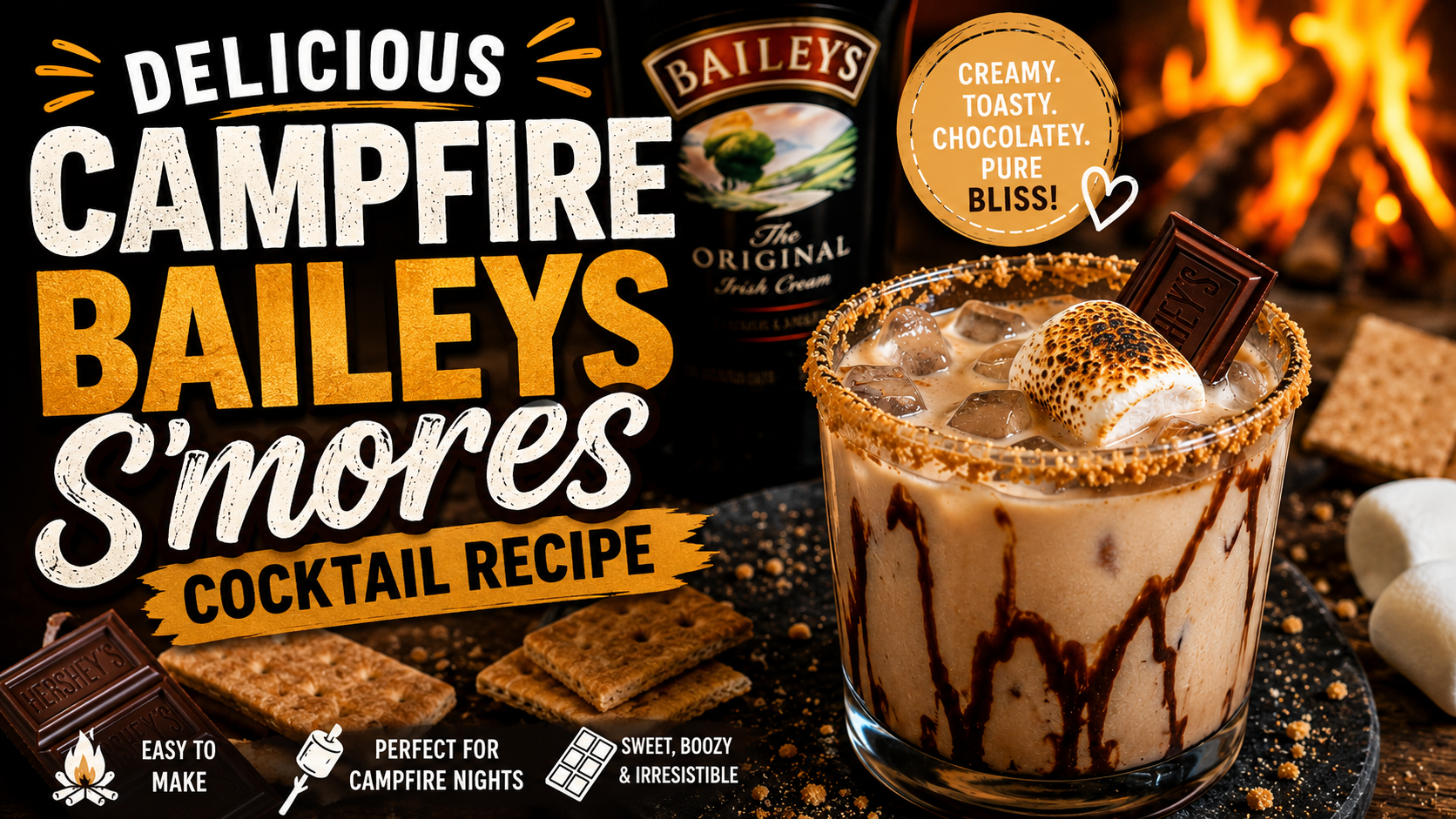 Delicious Campfire Baileys S’mores Cocktail Recipe
