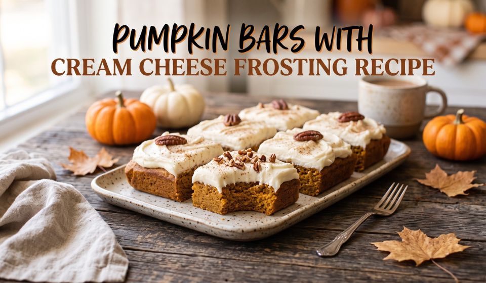 Pumpkin Bars with Cream Cheese Frosting Recipe – Soft, Moist & Easy