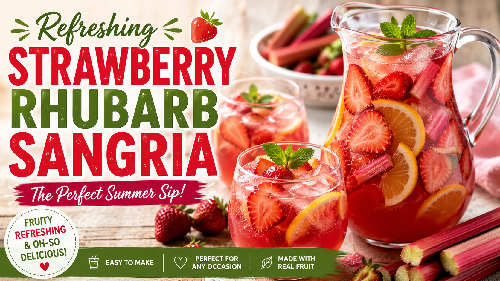Strawberry Rhubarb Sangria Recipe – Easy Fruity Cocktail