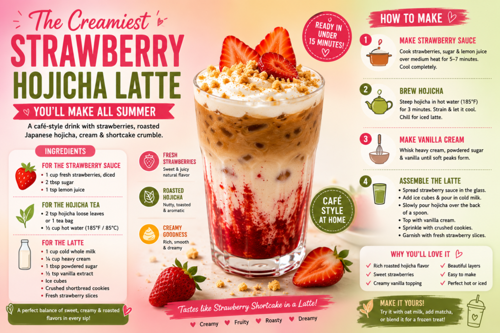 Strawberry Shortcake Hojicha Latte