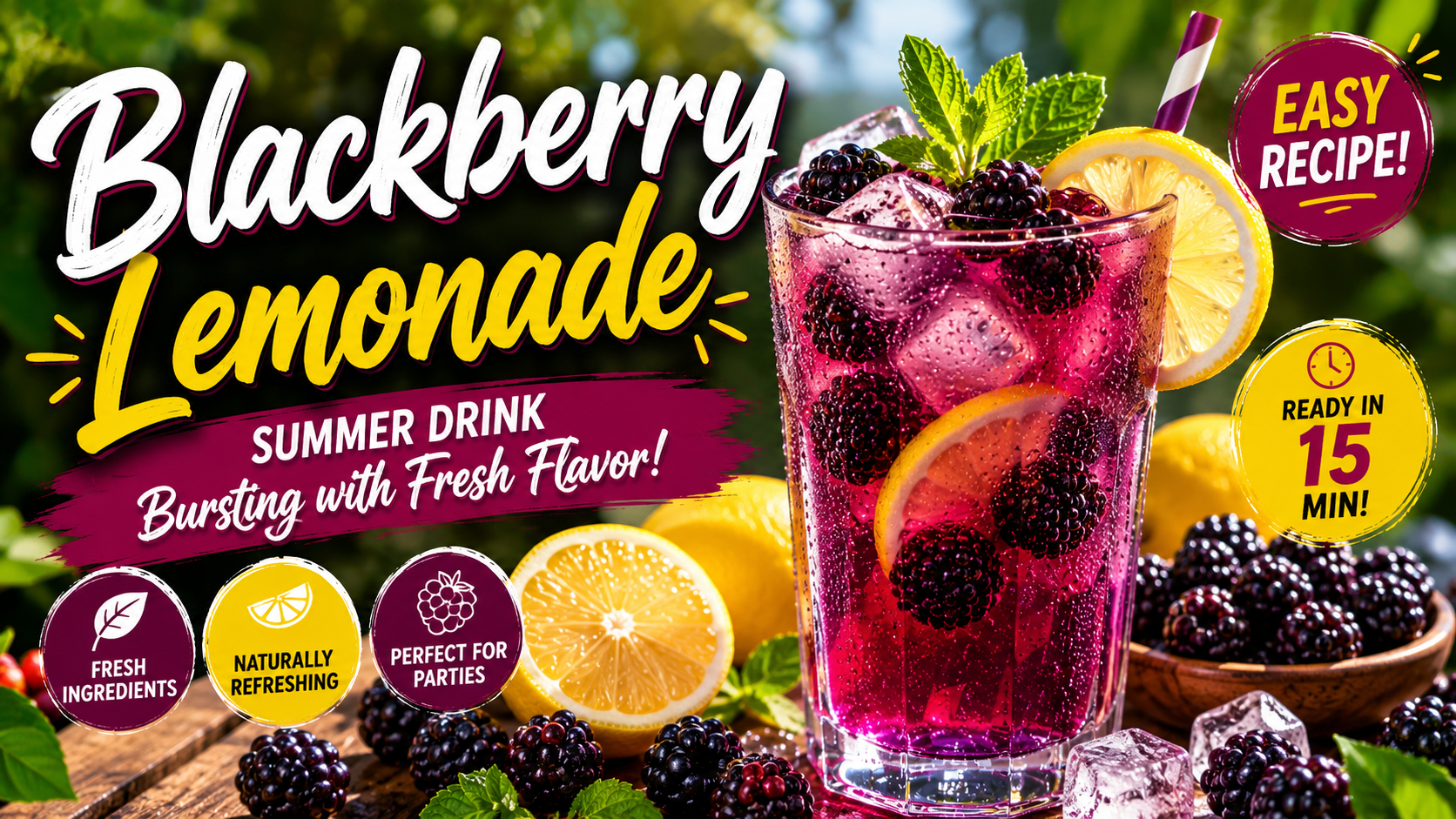 Blackberry Lemonade Summer Drink Bursting with Fresh Flavor