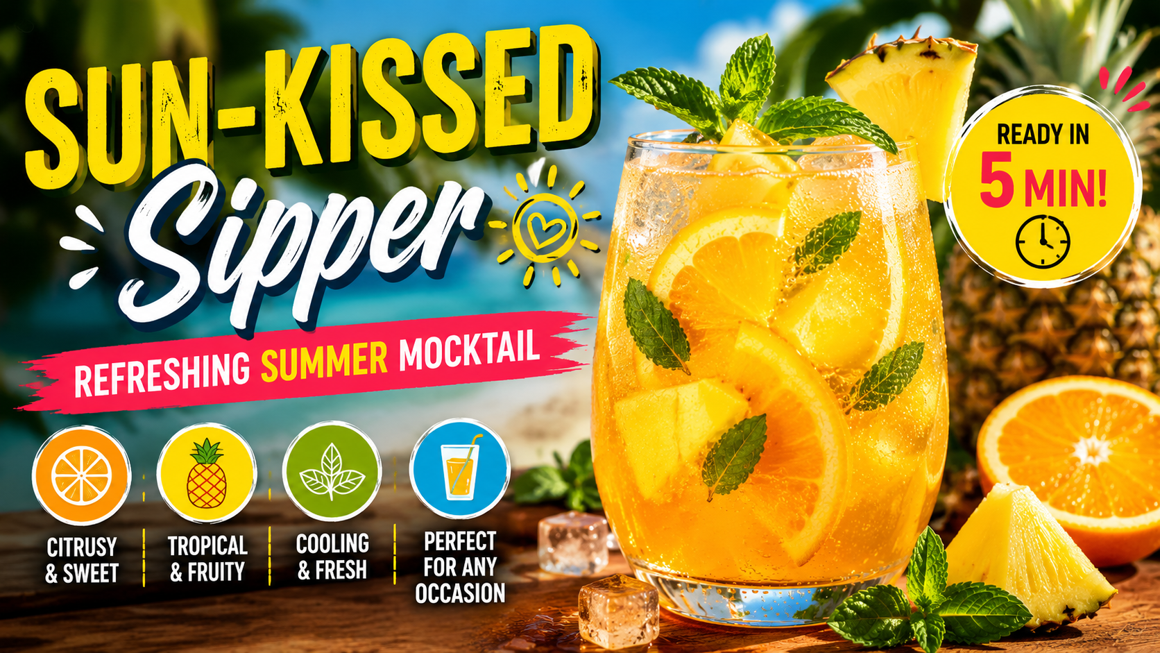 Sun-Kissed Sipper Refreshing Summer Mocktail