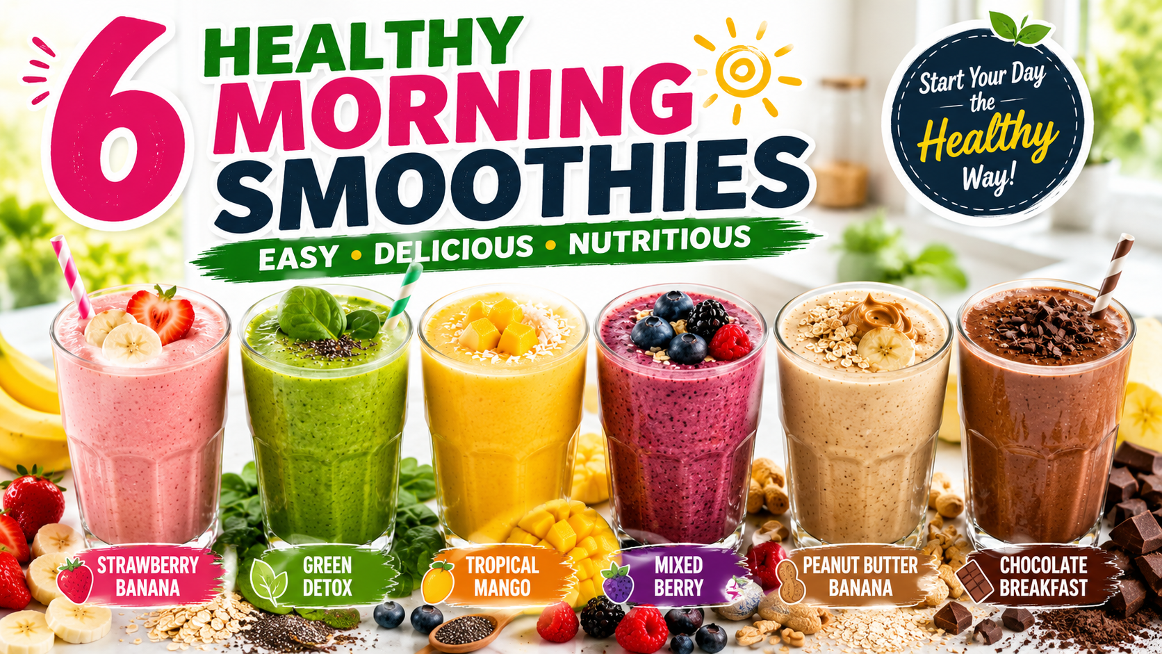 6 Delicious Smoothie Recipes for a Healthy Morning | Easy & Healthy Breakfast Smoothies