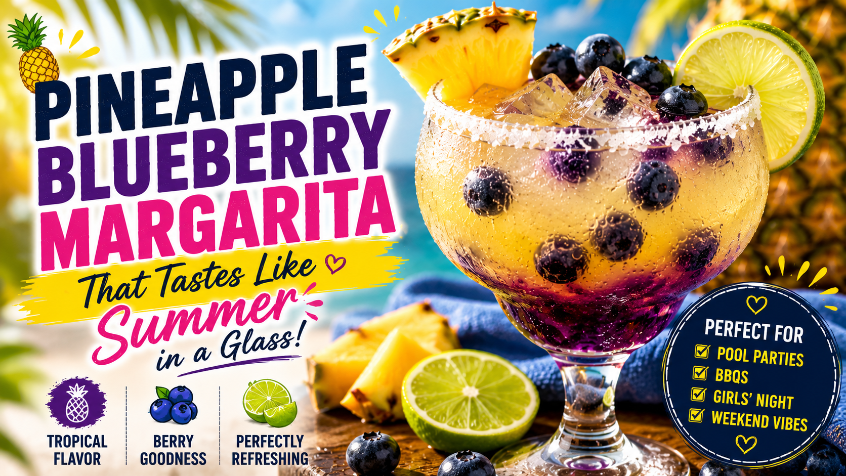 Pineapple Blueberry Margarita Recipe That Tastes Like Summer in a Glass