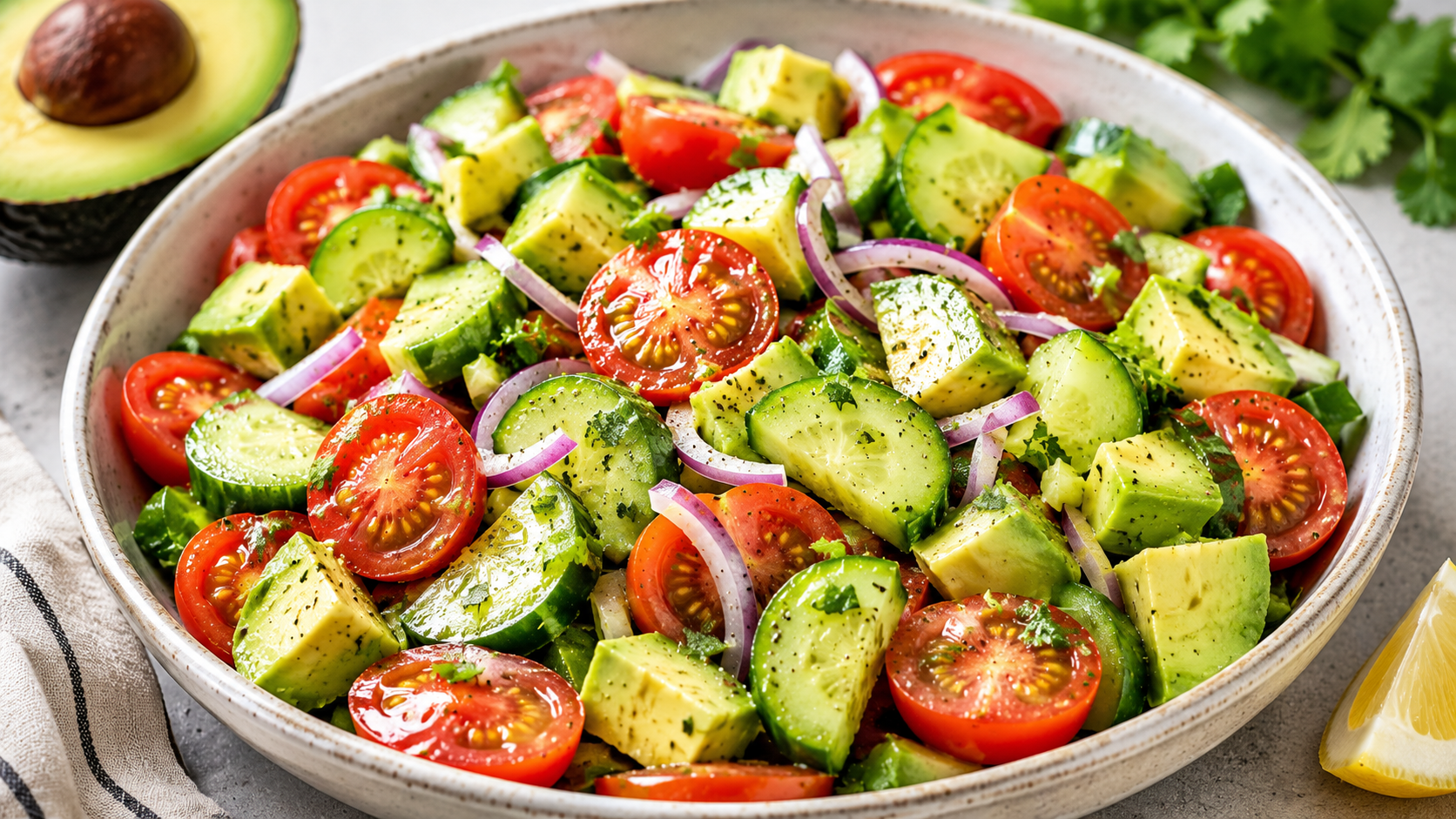 Tomato Cucumber Avocado Salad Recipe – Fresh, Healthy & Easy