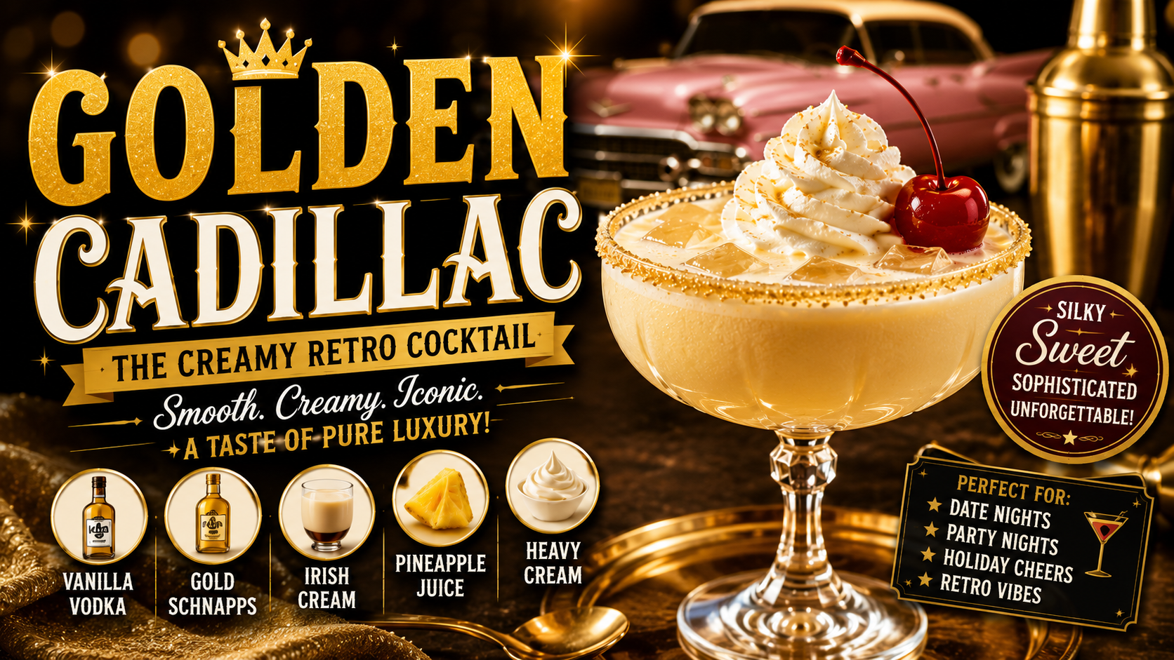 Golden Cadillac Cocktail Recipe: The Creamy Retro Cocktail