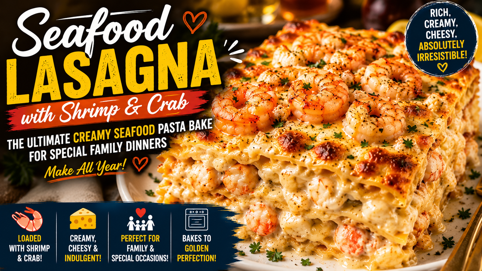 Seafood Lasagna with Shrimp and Crab: The Ultimate Creamy Seafood Pasta Bake for Special Family Dinners