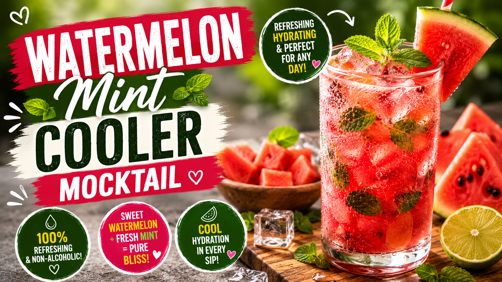 Watermelon Mint Cooler Mocktail Recipe