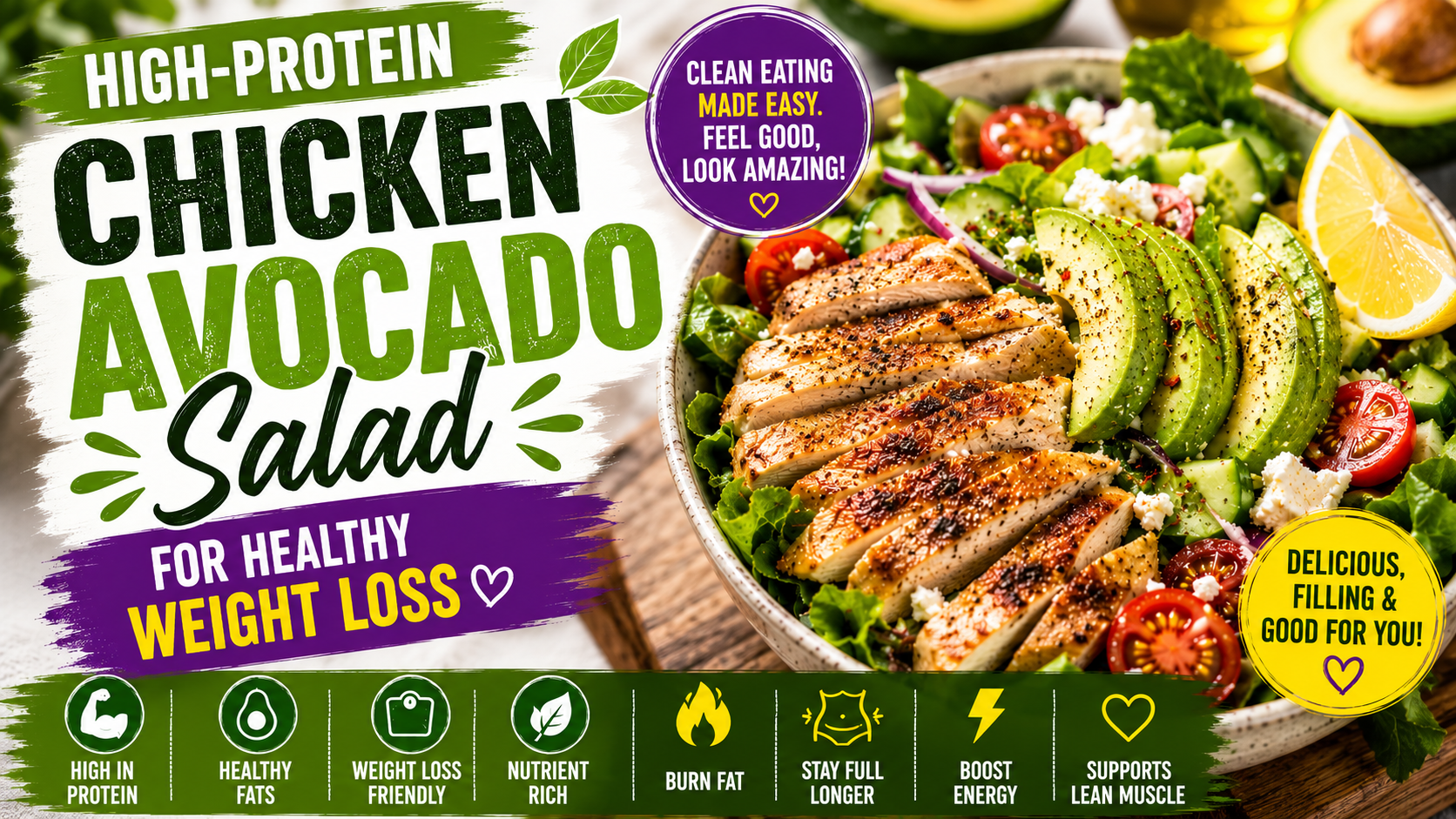 High-Protein Chicken Avocado Salad for Healthy Weight Loss