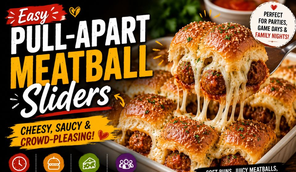 Easy Pull-Apart Meatball Sliders – Cheesy, Saucy & Crowd-Pleasing