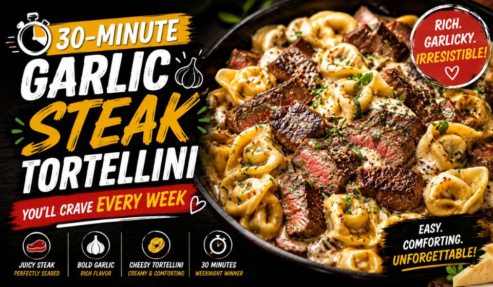 30-Minute Garlic Steak Tortellini You’ll Crave Every Week