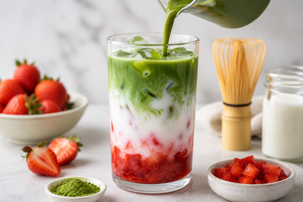 Iced Strawberry Matcha Latte Recipe