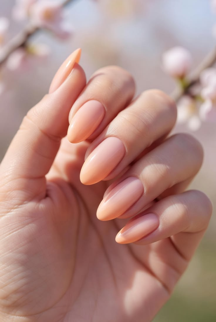 Milky Peach Nails
