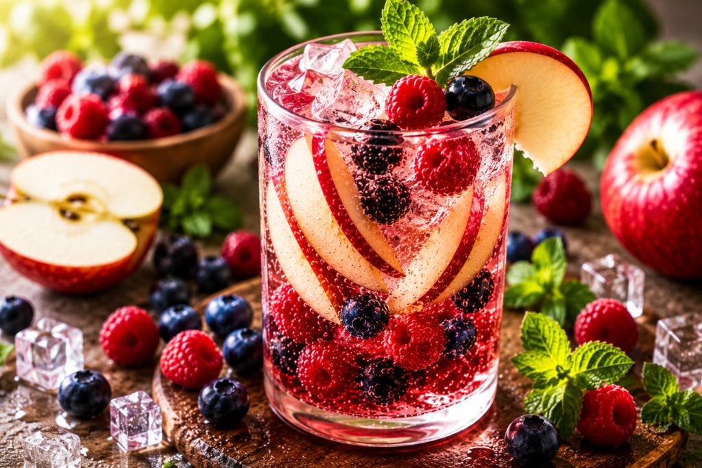 Sparkling Berry Apple Mocktail