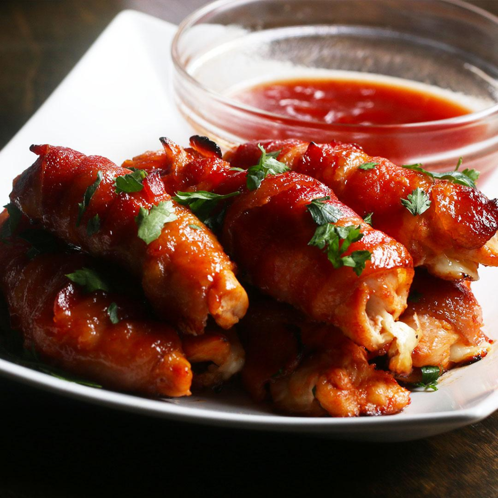 Game Day Favorite: Crispy Bacon Wrapped Mozzarella Sticks