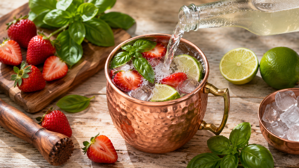 Strawberry Basil Moscow Mule Recipe