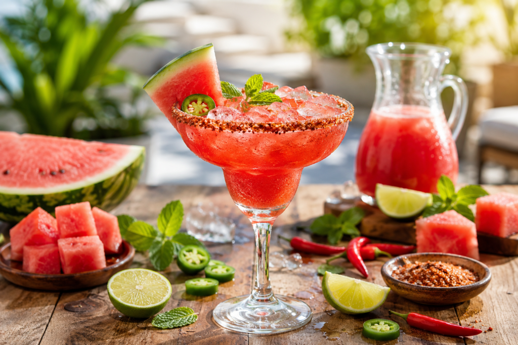 Spicy Watermelon Margarita Mocktail Recipe