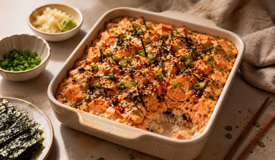 Spicy Salmon Sushi Bake Recipe