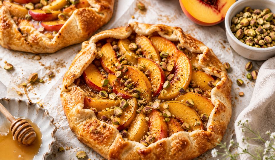 Easy peach and pistachio galettes recipe