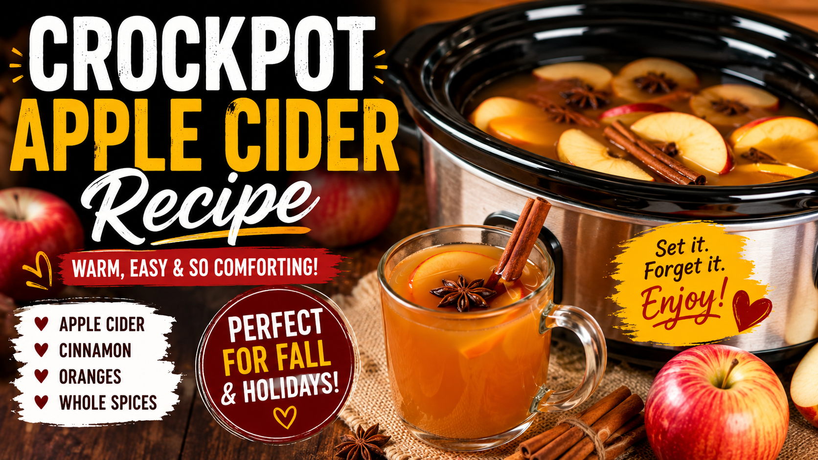 Crockpot Apple Cider Recipe | Easy Homemade Slow Cooker Spiced Cider