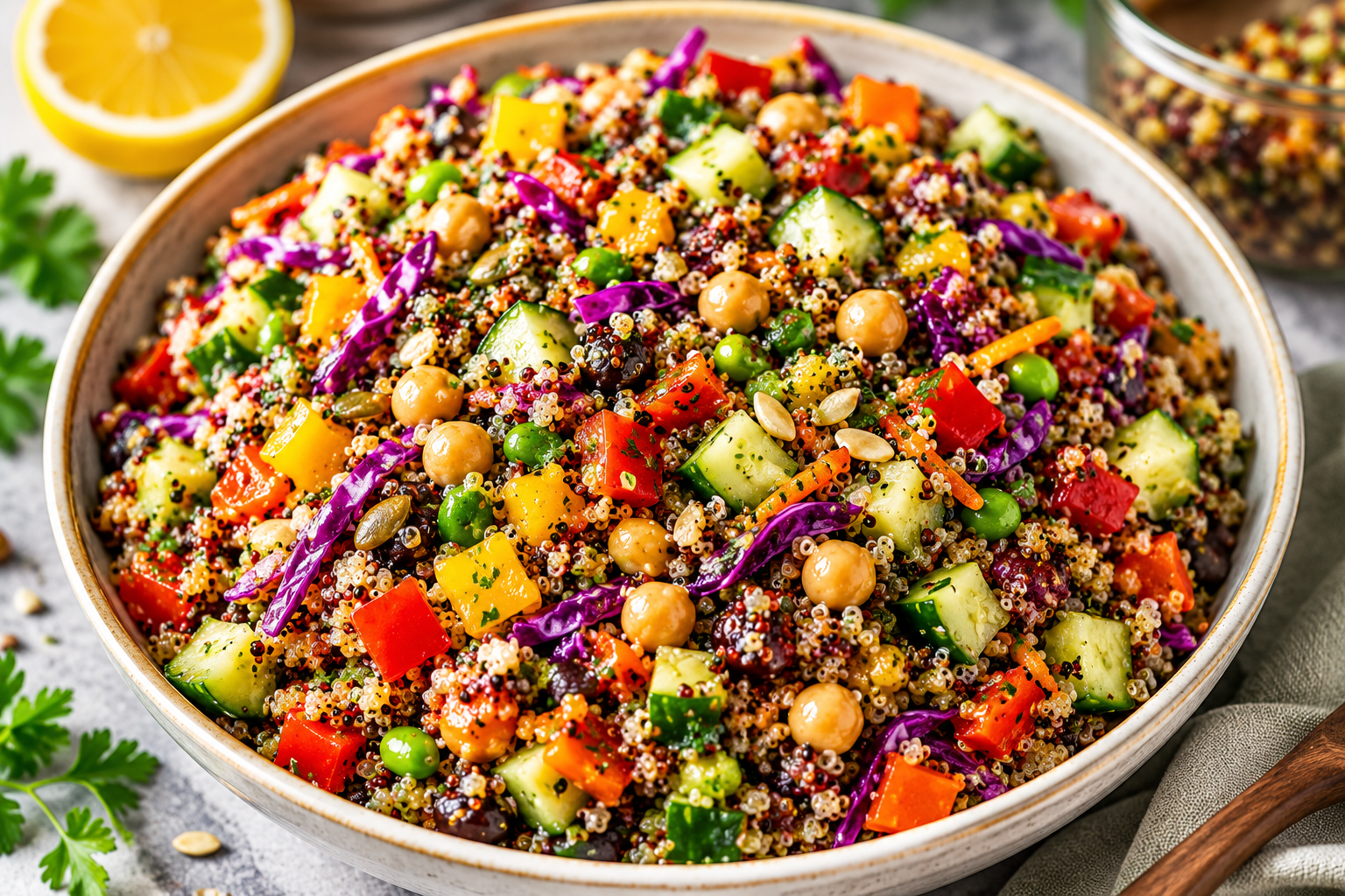 Rainbow Quinoa Power Salad for Meal Prep and Weight Loss