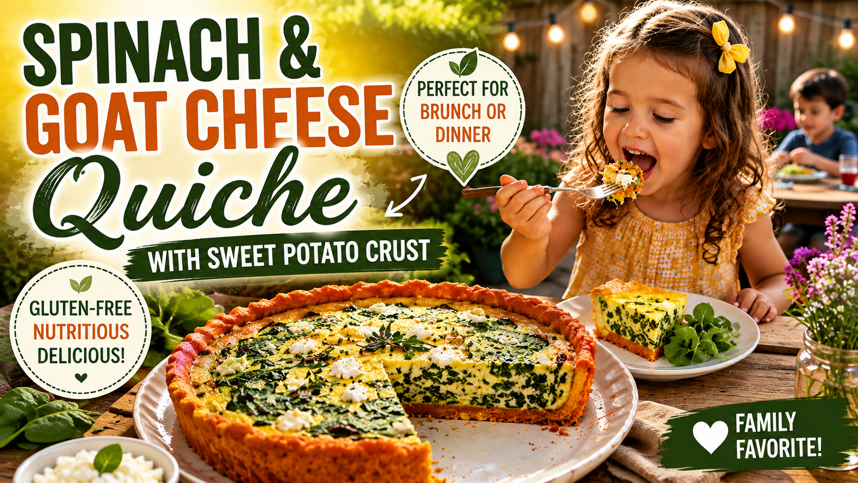 Spinach & Goat Cheese Quiche with Sweet Potato Crust