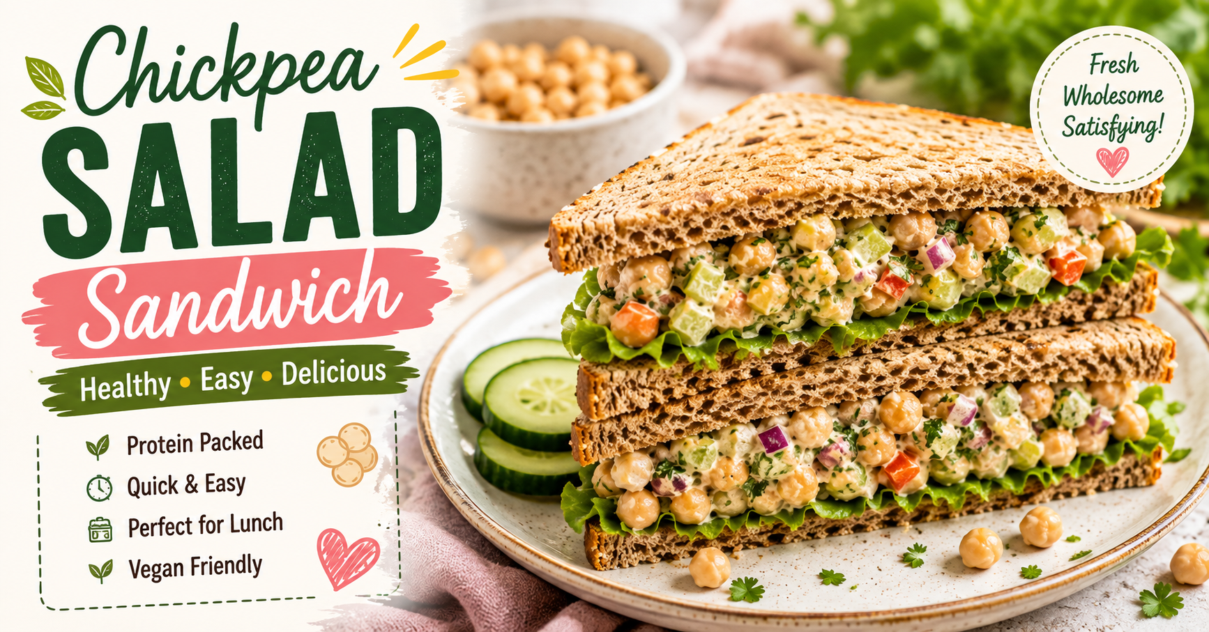 Chickpea Salad Sandwich Recipe: Creamy, Fresh & Protein-Packed