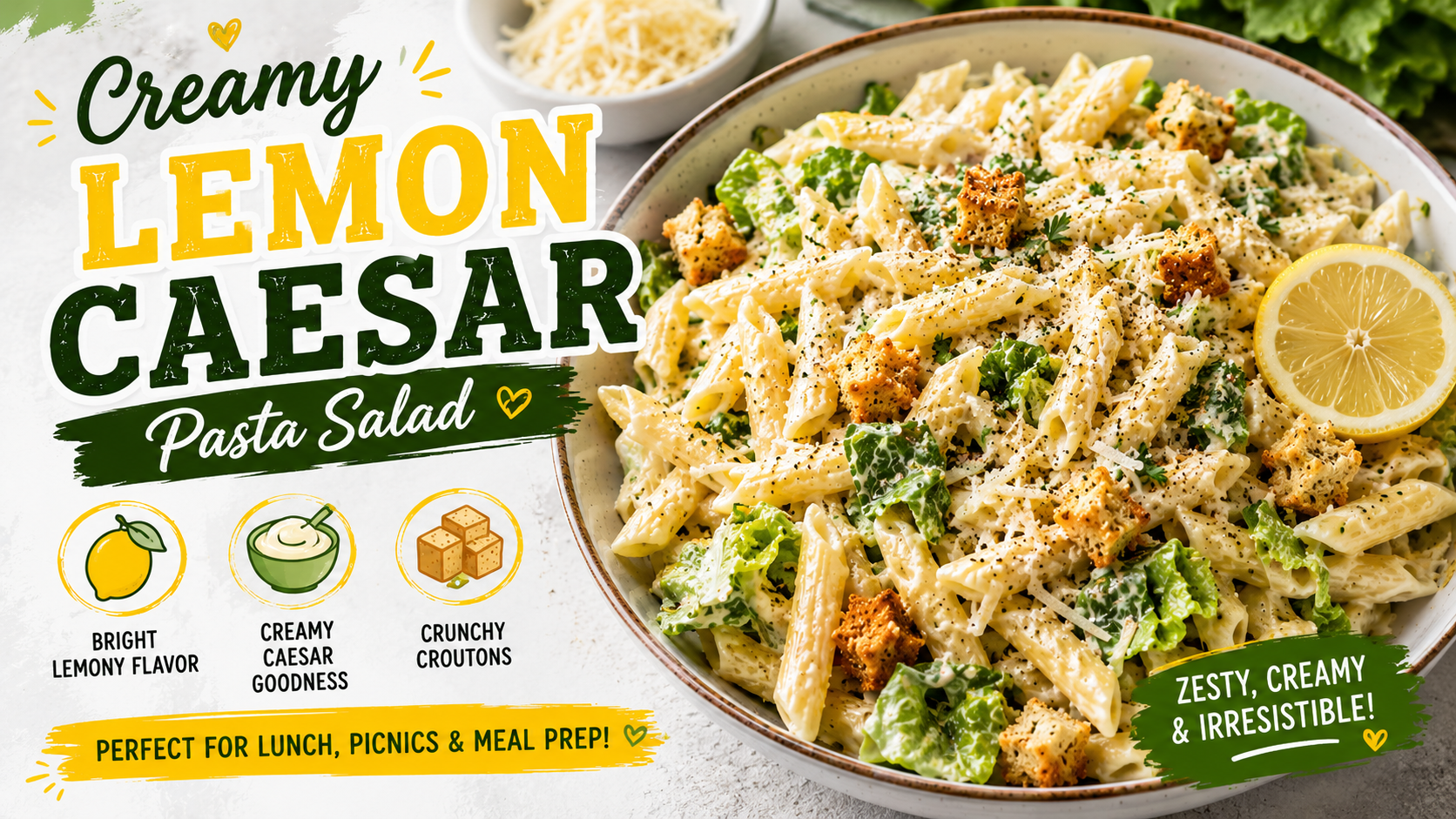 Creamy Lemon Caesar Pasta Salad: Easy, Fresh & Crowd-Pleasing Recipe
