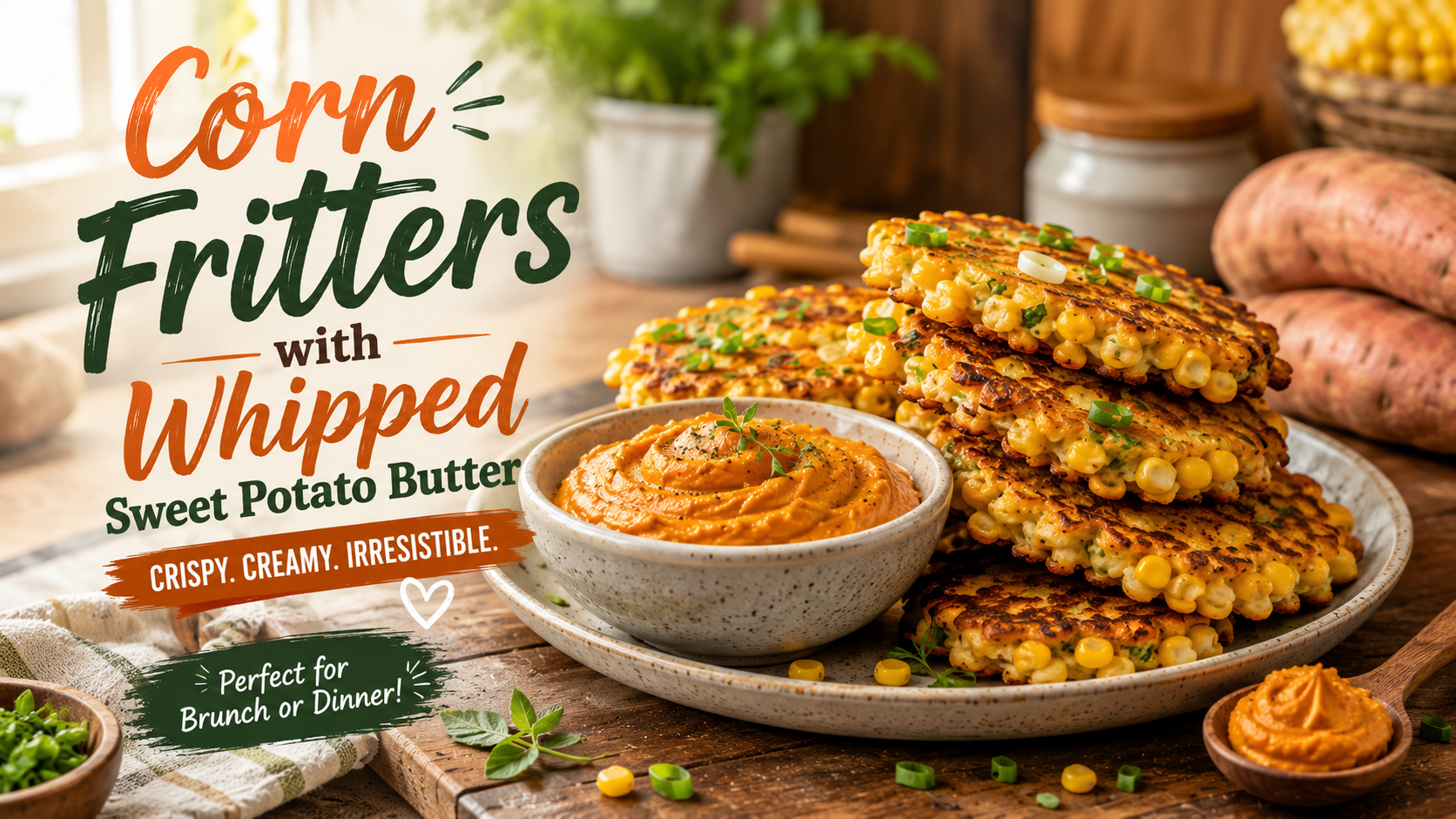 Corn Fritters with Whipped Sweet Potato Butter: A Crispy, Sweet-Savory Recipe