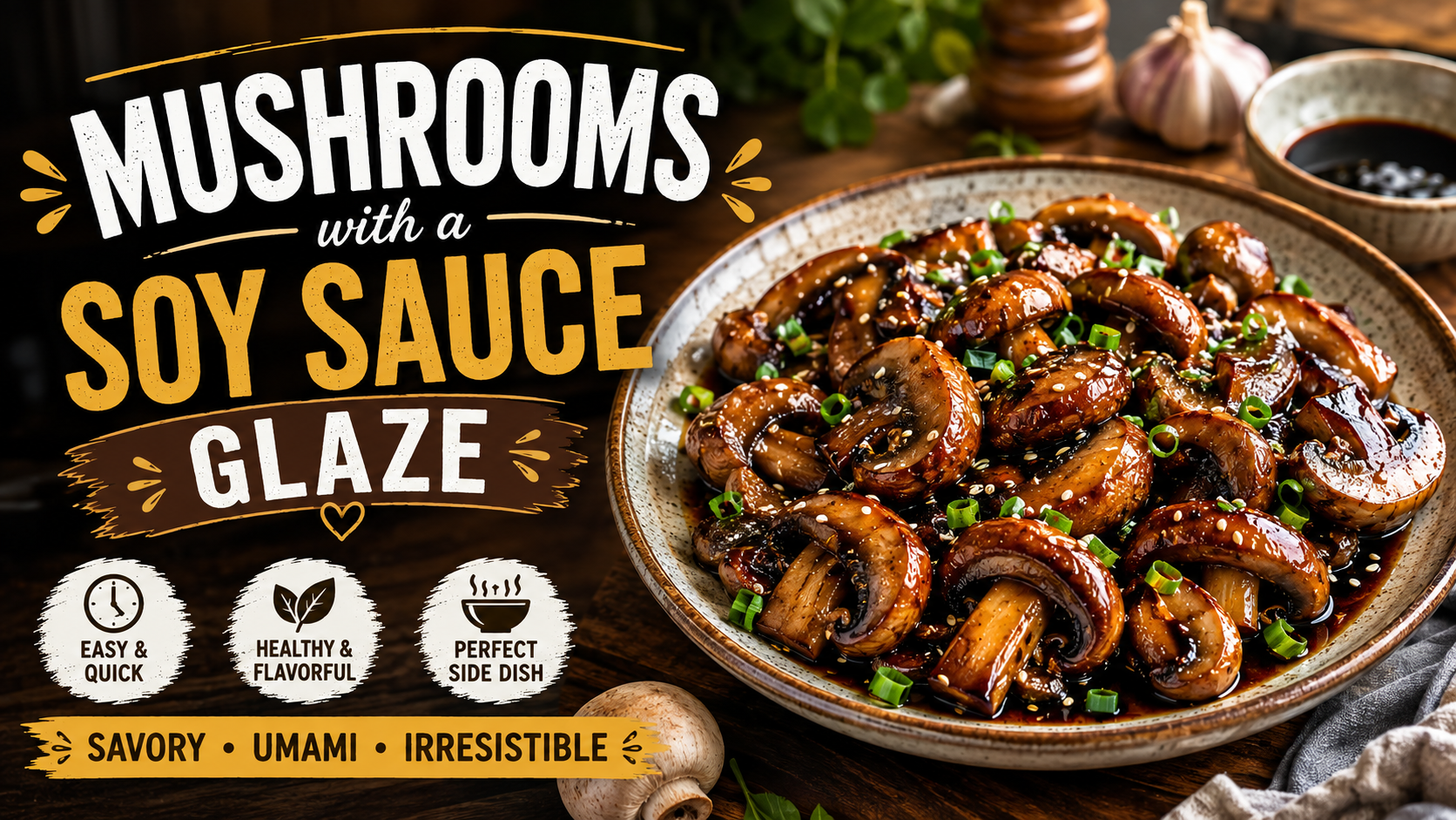 Mushrooms with Soy Sauce Glaze: Easy 15-Minute Garlic Mushroom Recipe