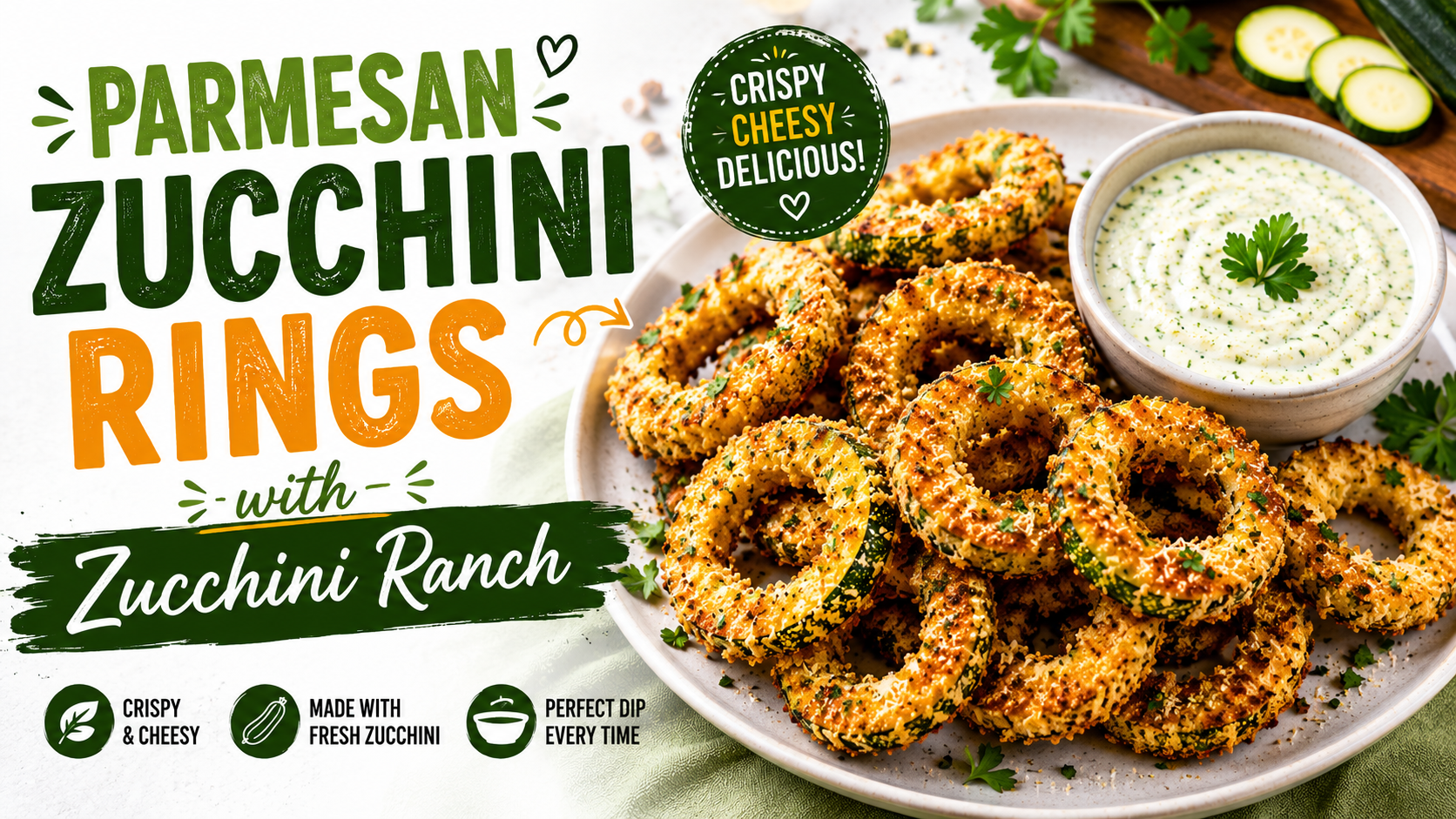 Parmesan Zucchini Rings with Zucchini Ranch: Crispy Baked Recipe