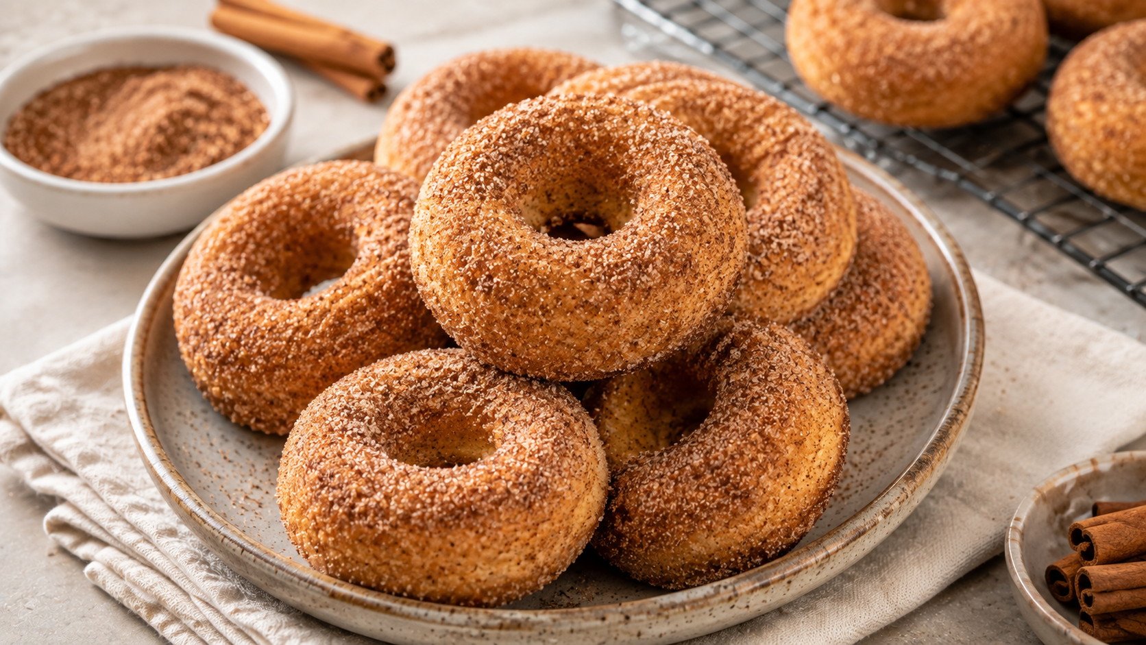 Cinnamon Baked Doughnuts: Soft, Fluffy & Perfectly Coated in Cinnamon Sugar
