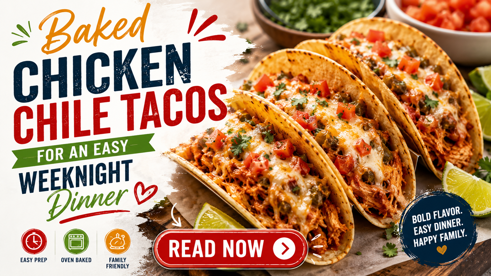 Baked Chicken Chile Tacos for an Easy Weeknight Dinner