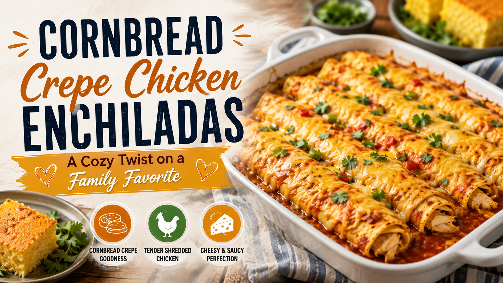 Cornbread Crepe Chicken Enchiladas: A Cozy Twist on a Family Favorite