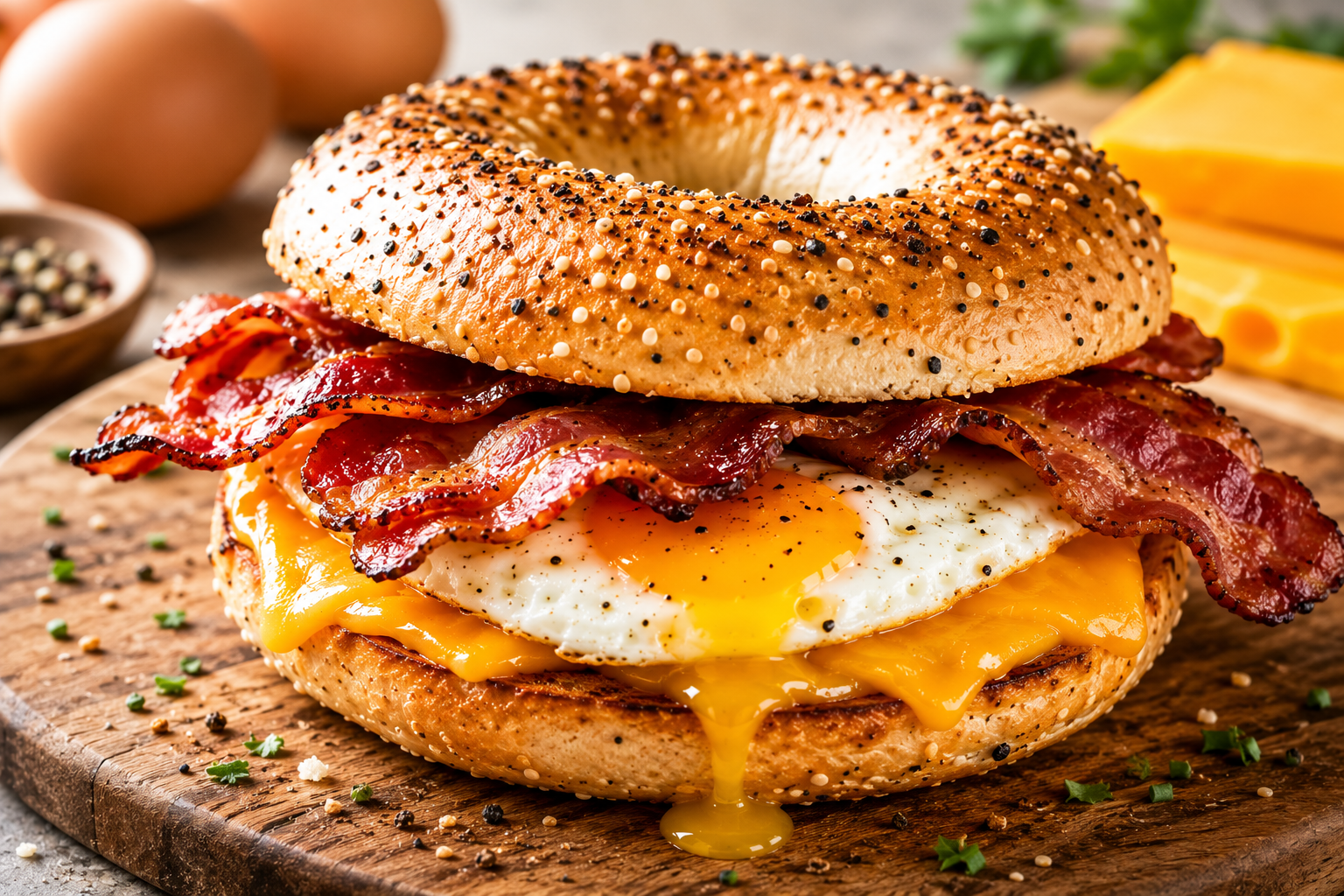 Loaded Breakfast Bagel Sandwich with Bacon, Egg & Cheese – The Perfect Morning Meal