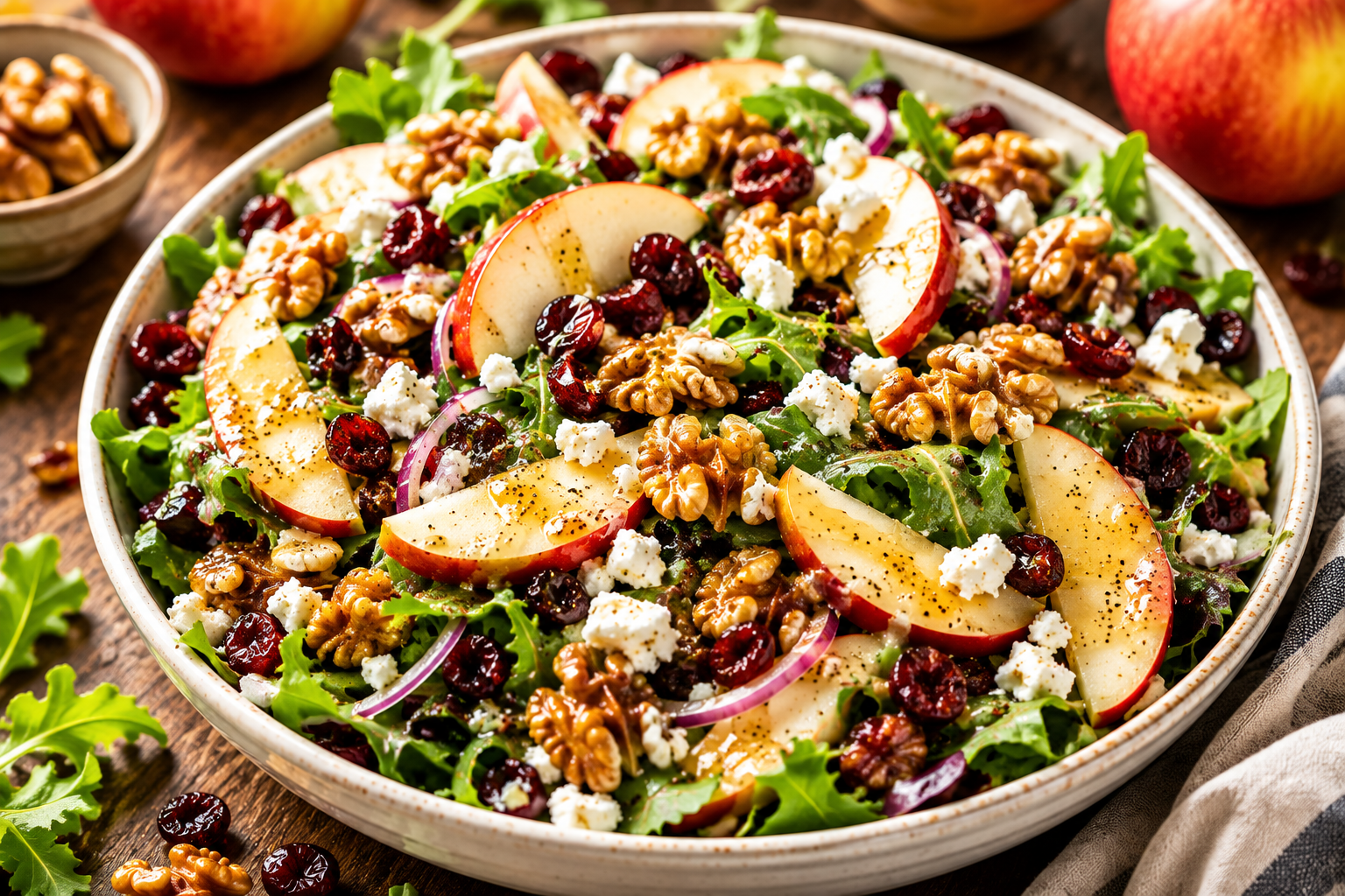 Apple Walnut Harvest Salad with Maple Dijon Vinaigrette