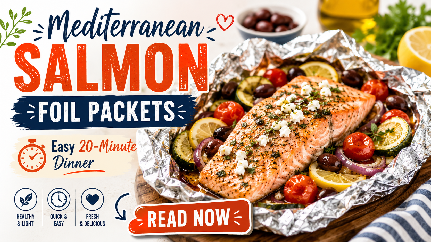 Mediterranean Salmon Foil Packets-20-Minute Dinner