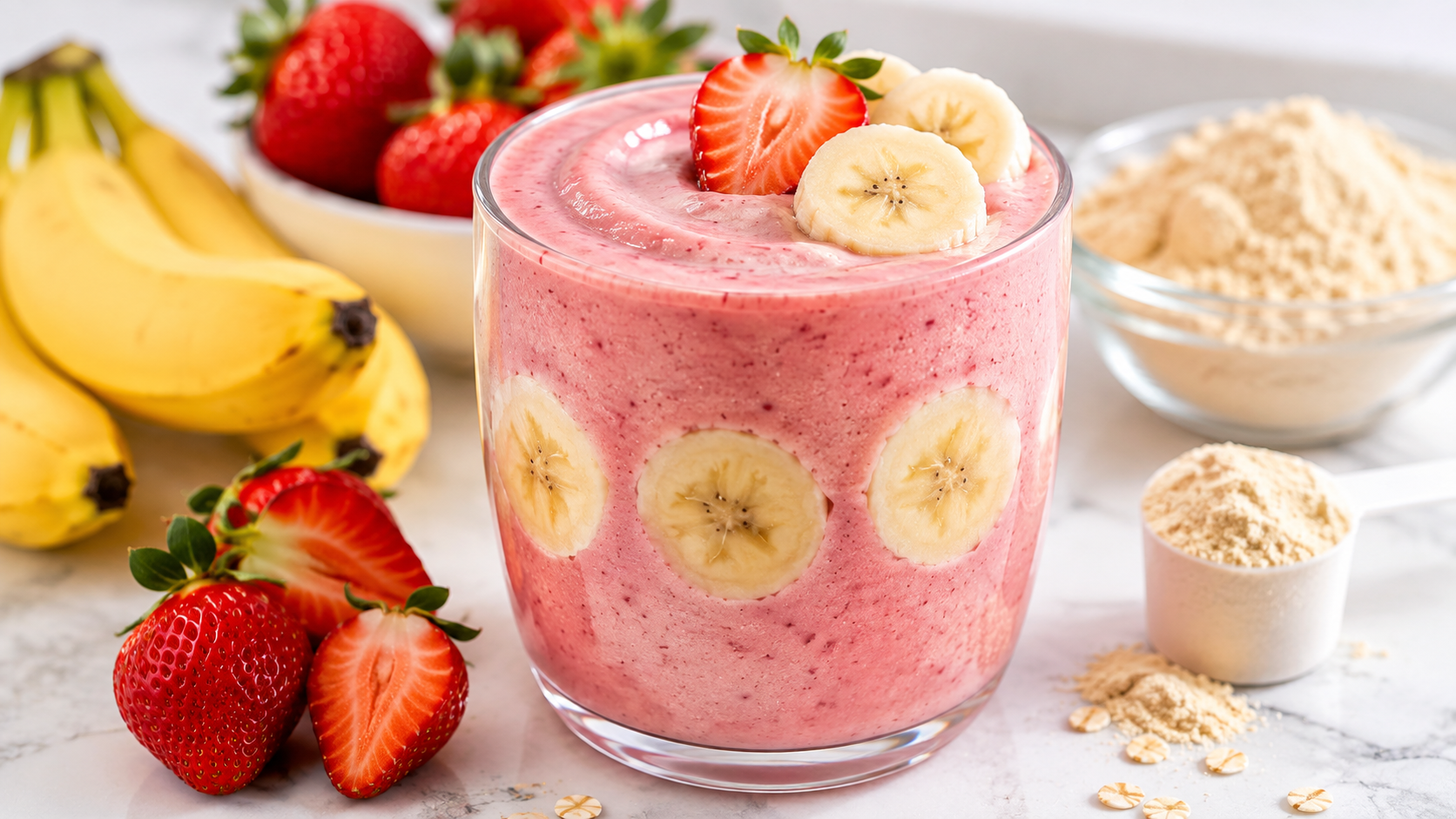 High-Protein Strawberry Banana Smoothie – The Healthy Breakfast Drink for Weight Loss