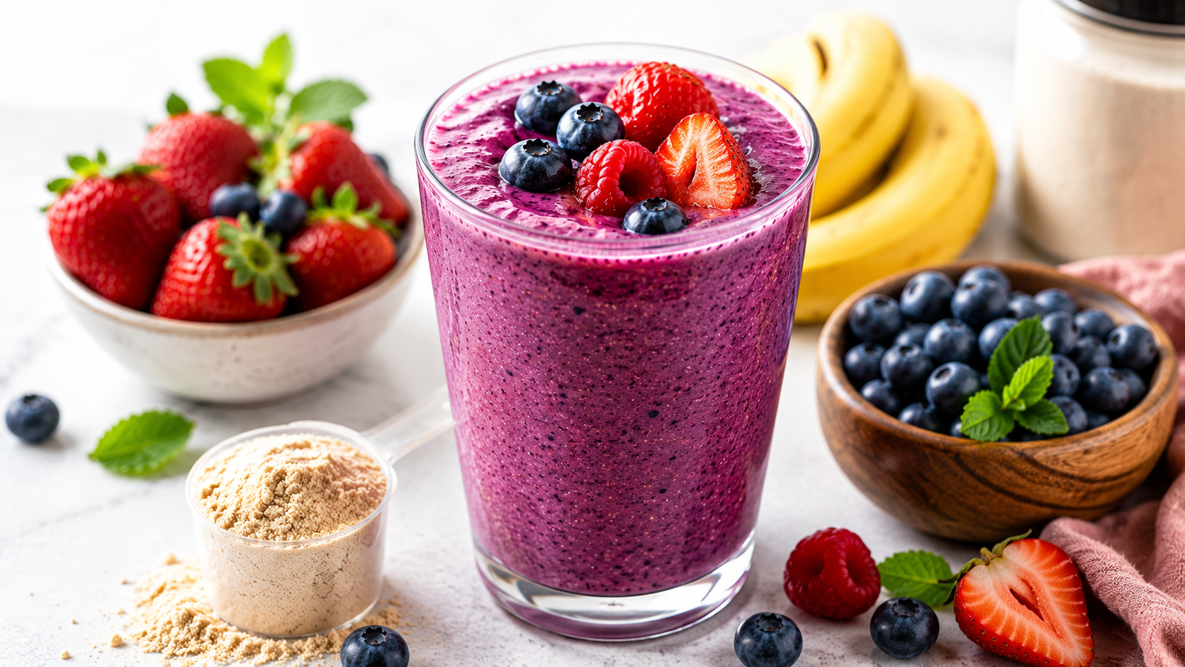 Berry Bliss Protein Smoothie – The Ultimate Healthy Breakfast Smoothie for Energy, Muscle Recovery & Weight Management