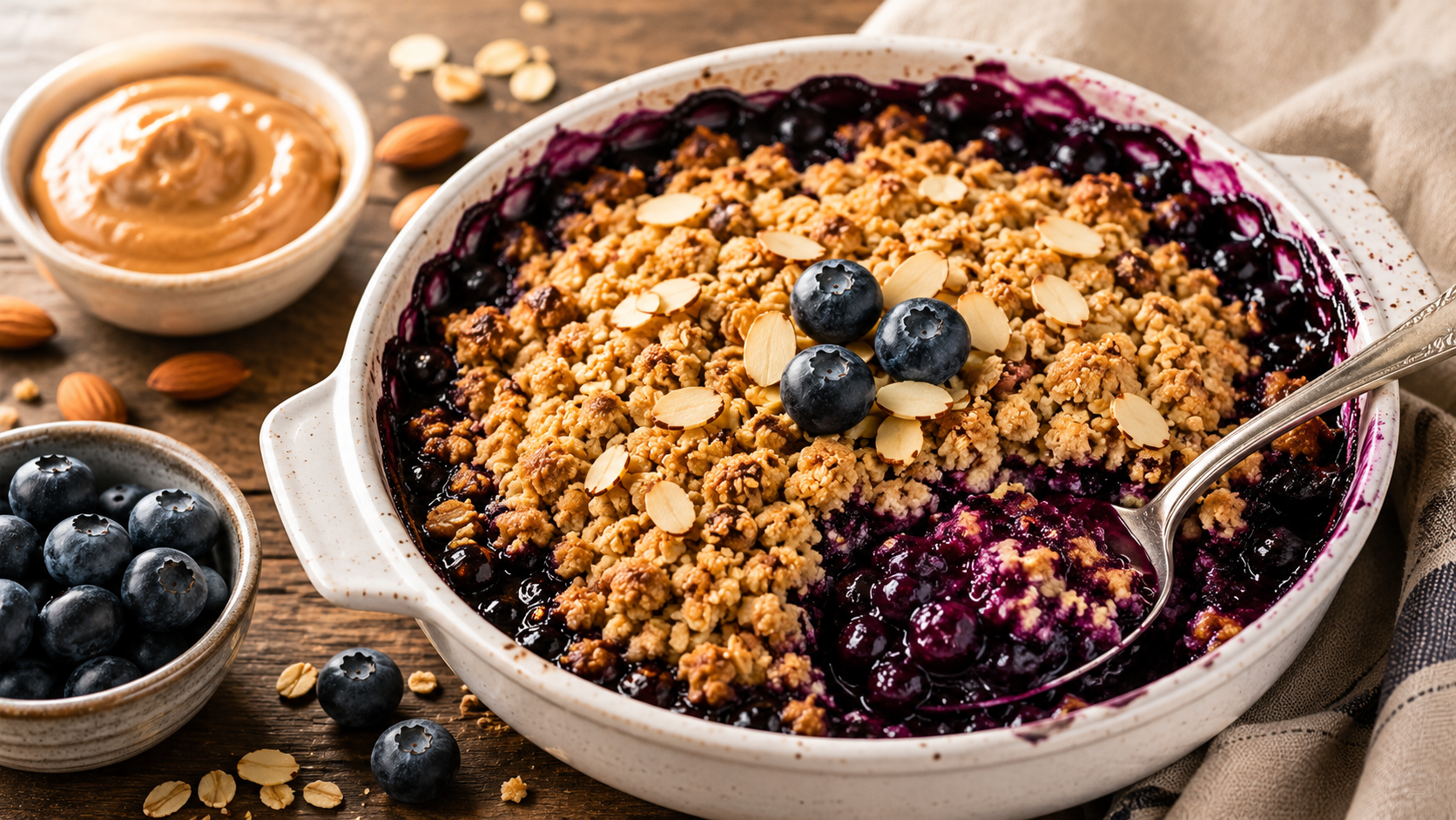 Blueberry Crisp with Almond Butter Crumble Recipe – Easy, Healthy Dessert with a Crunchy Topping