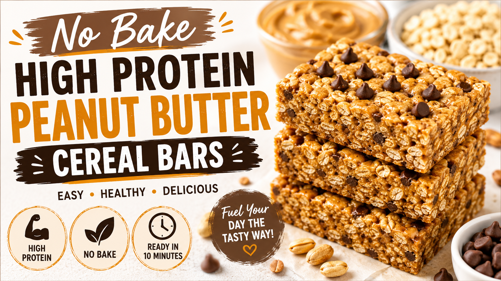 No Bake High Protein Peanut Butter Cereal Bars