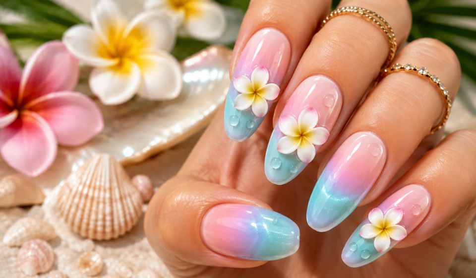 Pastel Plumeria Nails Are the Perfect Soft-Girl Summer Manicure