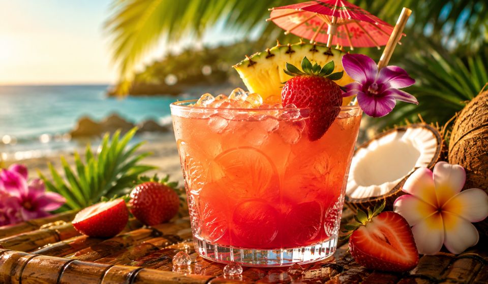 Island-Inspired Strawberry Coconut Mai Tai