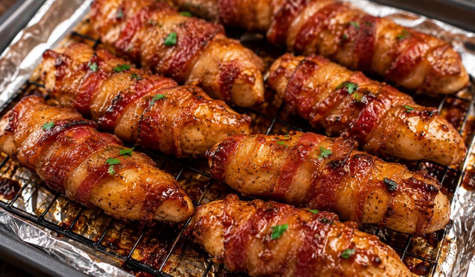 Easy Oven-Baked Bacon Brown Sugar Chicken Tenders