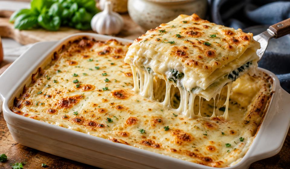 Restaurant-Style Creamy White Lasagna Made at Home