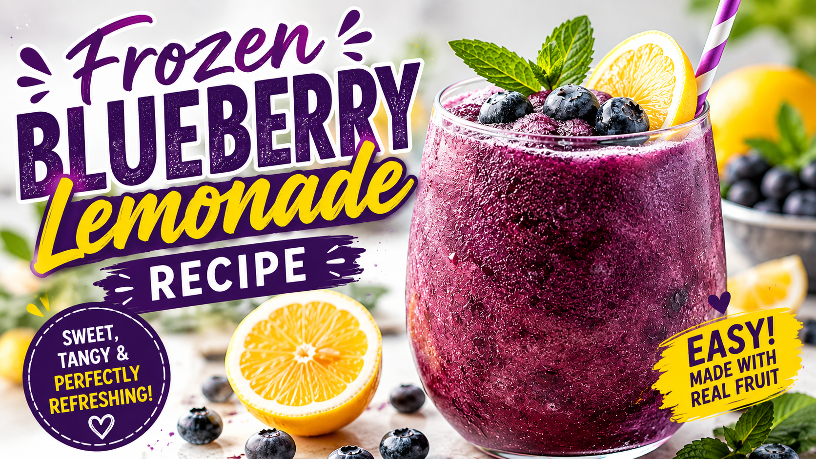 Frozen Blueberry Lemonade Recipe | Easy Homemade Summer Slush Drink