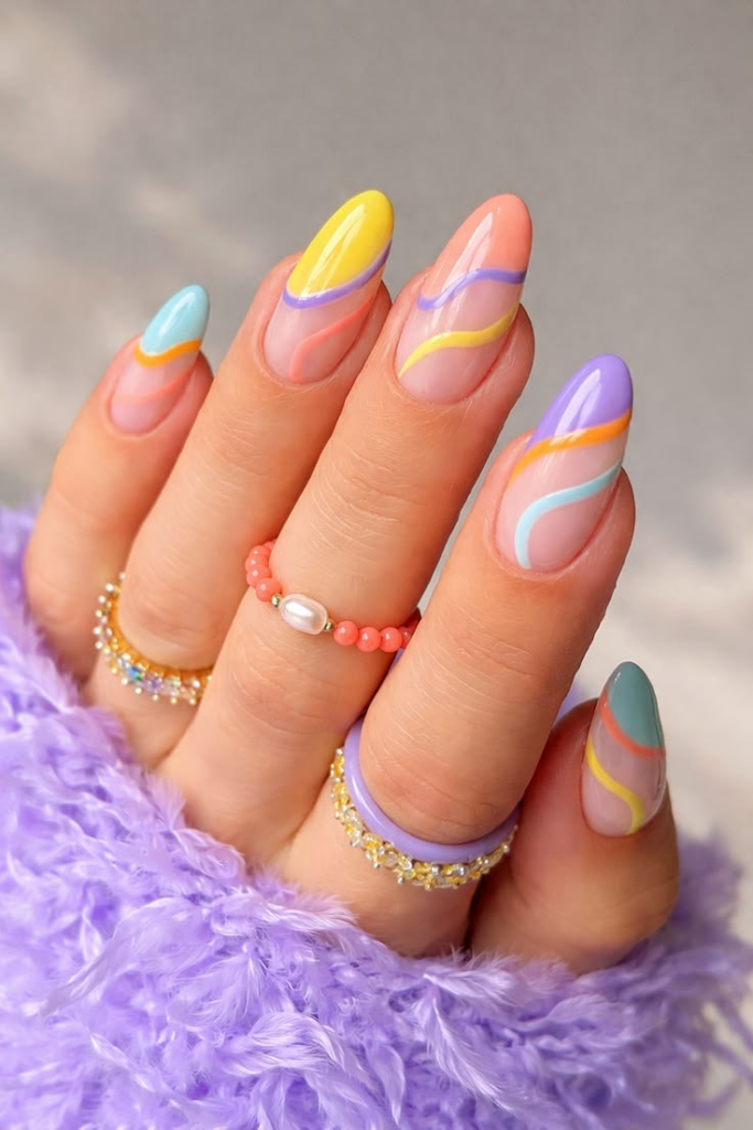 Colorful Swirl Nails